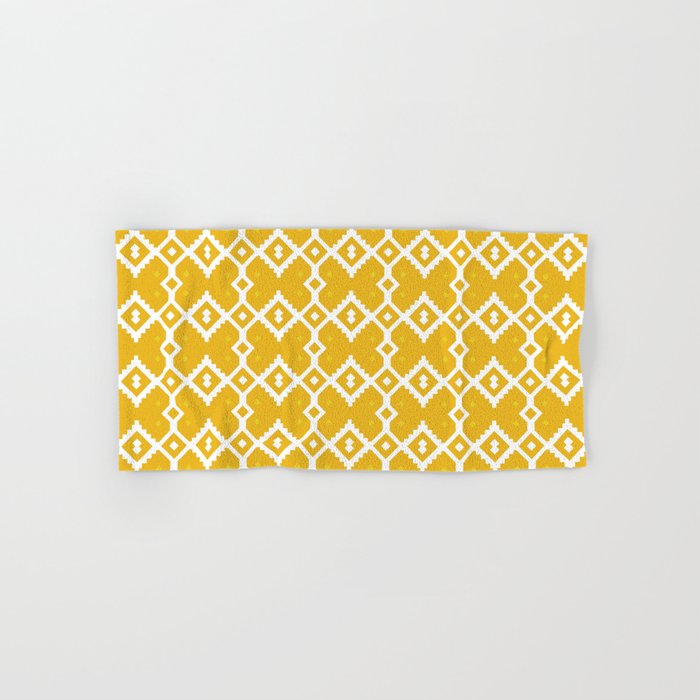 Yellow Chevron Diamond Pattern Hand & Bath Towel