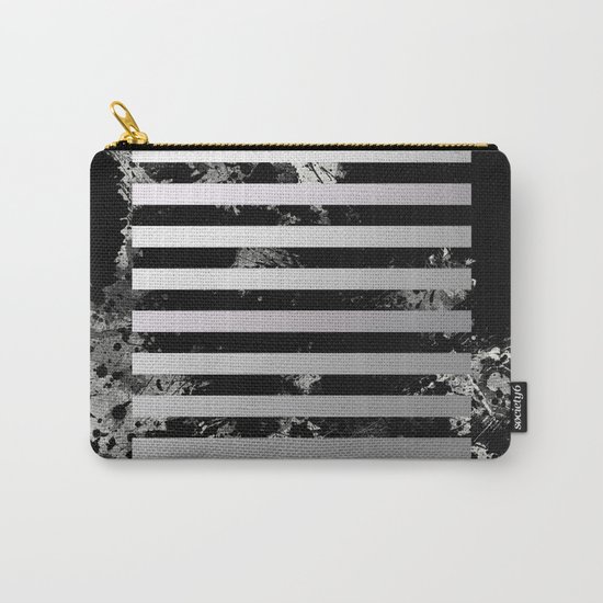 Industrial Action - Metallic, black and white, abstract, geometric, textured painting Carry-All Pouch