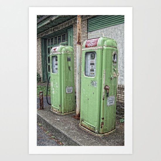Vintage Gas Pumps Art Print