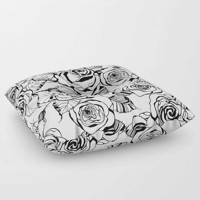 Hand drawn roses pattern Floor Pillow