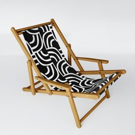 Modernist Abstract Arc Pattern 621 Black and White Sling Chair