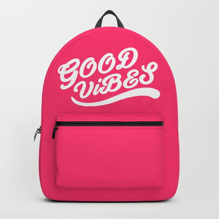 Good Vibes Happy Uplifting Design White And Magenta Backpack