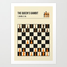 The Queens Gambit Chess Vintage Minimal Retro Book Cover Poster Art Print