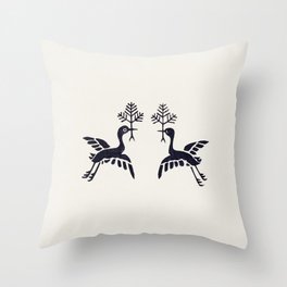 Vintage Bird Design, Two Sweet Love Birds Throw Pillow