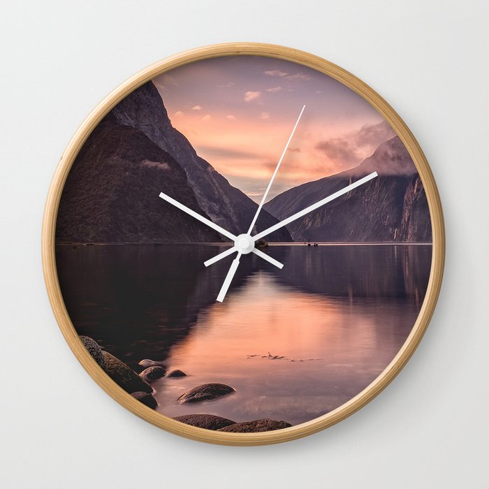 Milford Sound, New Zealand Wall Clock