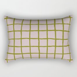 Chequered Grid - neutral tan and olive green Rectangular Pillow