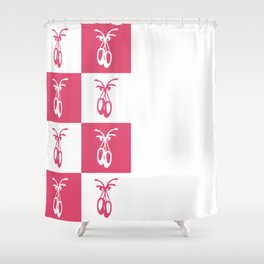 Hot Pink and White Ballet Shoes Chess Board Vertical Split Shower Curtain
