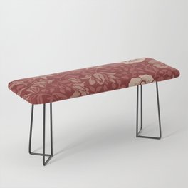 Arts and Crafts Inspired Floral Pattern Red Bench