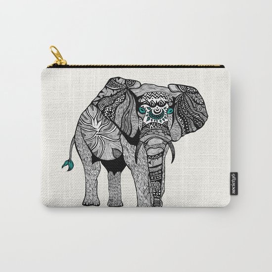 Tribal Elephant Black and White Version Carry-All Pouch