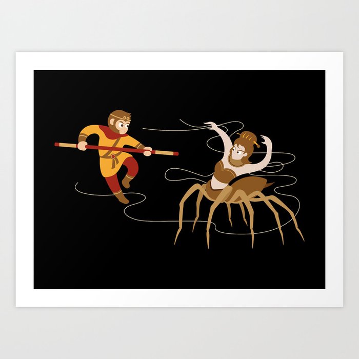 Monkey King and spider demon Art Print