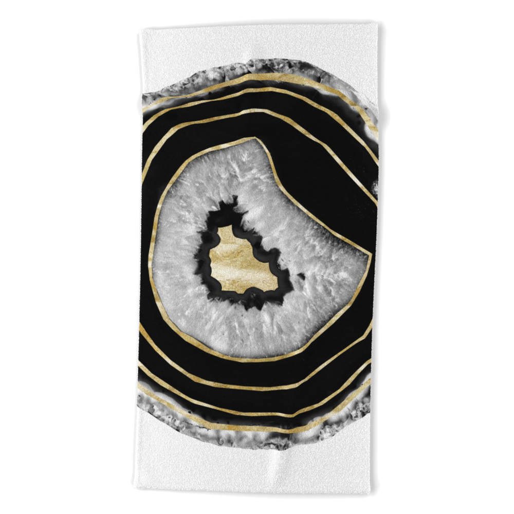 Moon Stone Agate Gold Foil Glam #2 Gem Decor Art Society6 Beach Towel by anitabellajantz