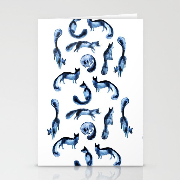 A pack of silver foxes. Stationery Cards