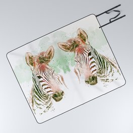 Watercolor Zebra Picnic Blanket