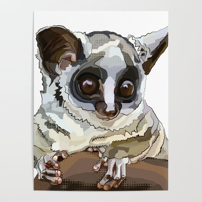 Cute Bushbaby on white Poster by BeeFoxTree | Society6
