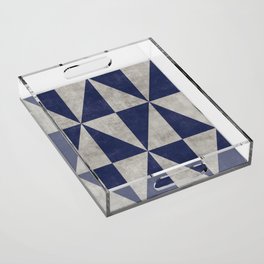Geometric Triangle Pattern - Concrete Grey, Blue Acrylic Tray