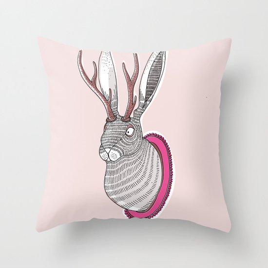 Deer Rabbit Throw Pillow