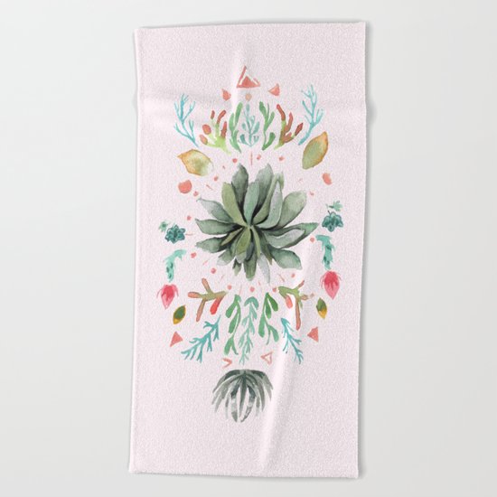 Tropical Succulents Beach Towel