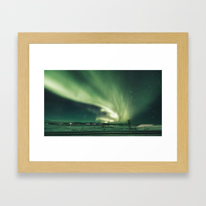 Aurora borealis in iceland Framed Art Print