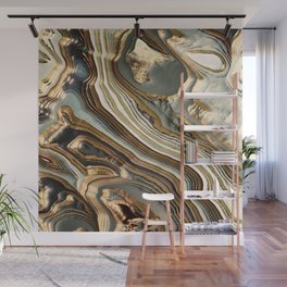 White Gold Agate Abstract Wall Mural
