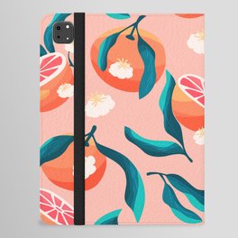 Seamless pattern with hand drawn oranges and floral elements VECTOR iPad Folio Case