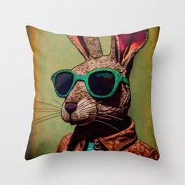 Cool Bunny With Sunglasses Throw Pillow