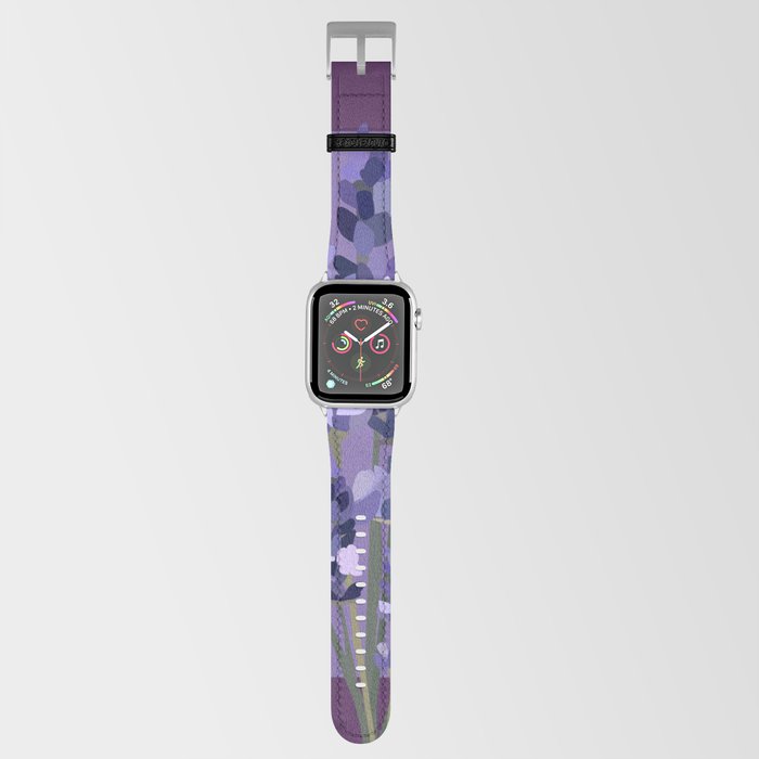 Floral Lavender Bouquet Design Pattern on Purple Apple Watch Band