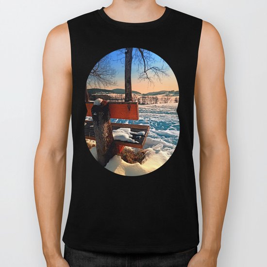 View into winter scenery Biker Tank
