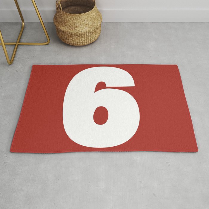 6 (White & Maroon Number) Rug