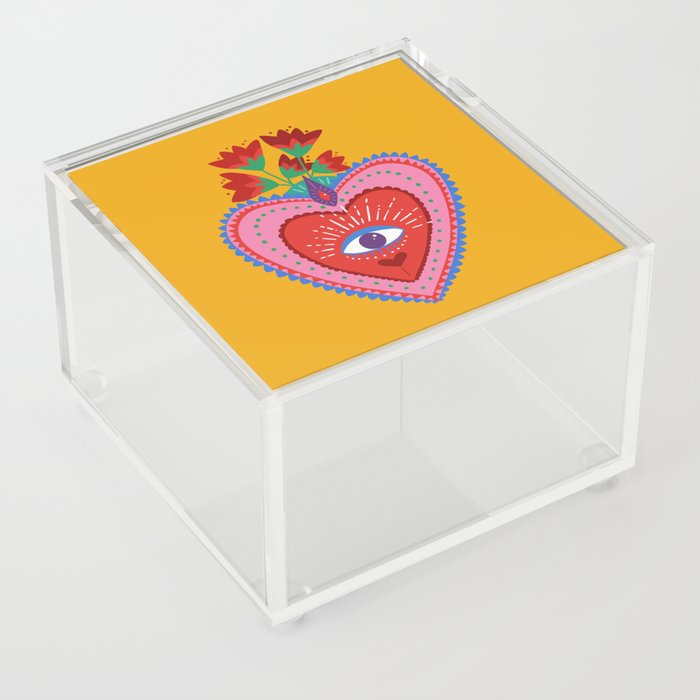 Mexican heart in yellow Acrylic Box