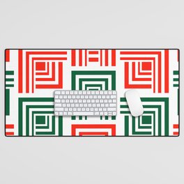 Geometric green red christmas abstract Desk Mat