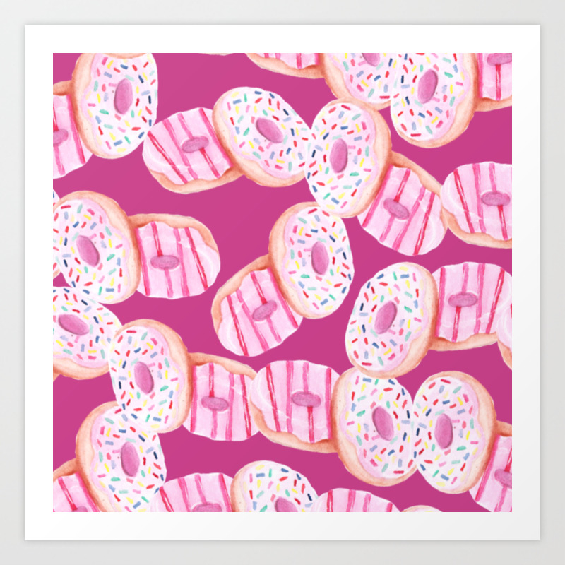 Cute Donut Pattern On Pink Background Sprinkles Art Print By Whatthehelenart Society6 Pink background for your text. cute donut pattern on pink background sprinkles art print by whatthehelenart