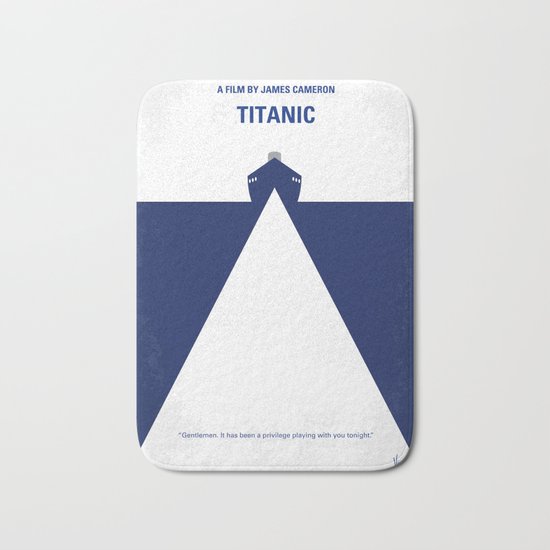 No100 My Titanic minimal movie poster Bath Mat