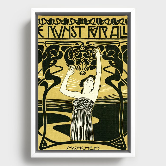 Art Nouveau Vintage Poster by Koloman Moser - Kunst fur Alle - Art for Everyone Framed Canvas
