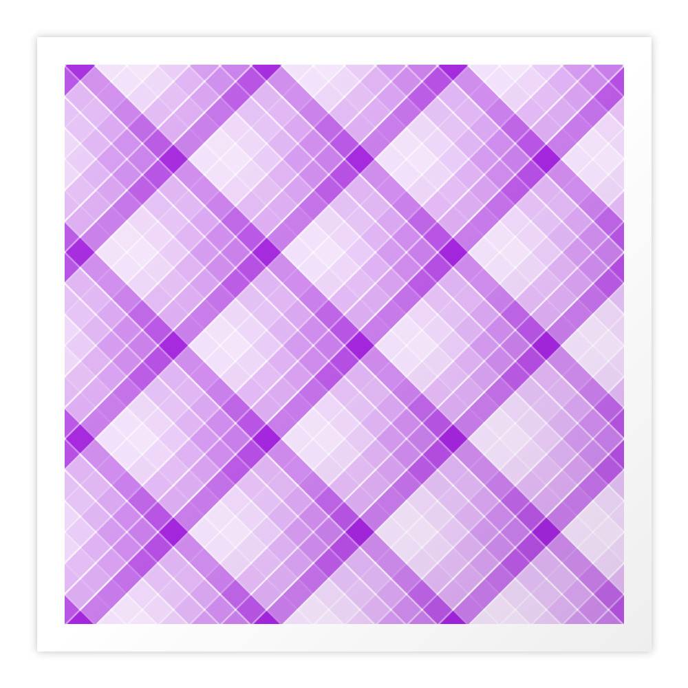 Purple Geometric Squares Diagonal Check Tablecloth Art Print by podartist