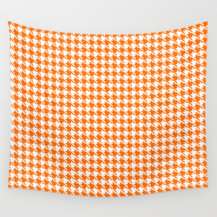 PreppyPatterns™ - Modern Houndstooth - Orange and White Wall Tapestry