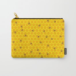 Mind Your Own Beeswax / Bright honeycomb and bee pattern Carry-All Pouch