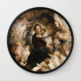 Peter Paul Rubens, Mary with Angel Wreath Wall Clock | Peterpaulruben, Mother, Oil, Cherub, Baroque, Jesus, Vintage, Painting, Angel, Mary 
