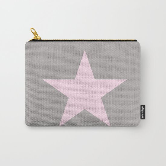 Pink star on grey background Carry-All Pouch