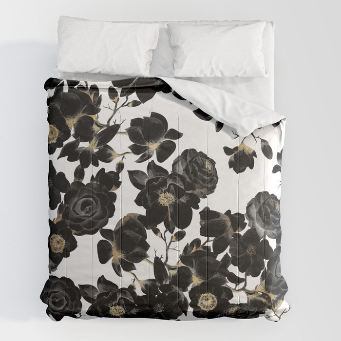 Modern Elegant Black White And Gold Fl Pattern Comforters By Blackstrawberry Society6 - Black And Gold Modern Bedding Modern Elegant Black White And Gold Fl Pattern Comforters By Blackstrawberry Society6 - Black And Gold Modern Bedding