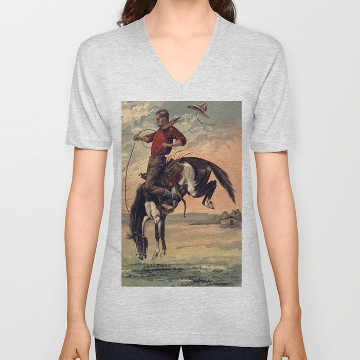 Crazy Rodeo - Wild West - Bucking Bronco - 1890 V Neck T Shirt