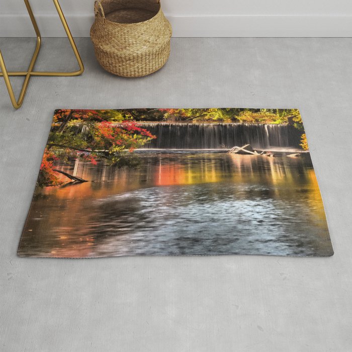Waterfall Reflections of Autumn in New England Rug
