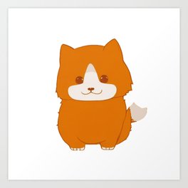 A cute and simple chibi portrait drawing of a dog Art Print