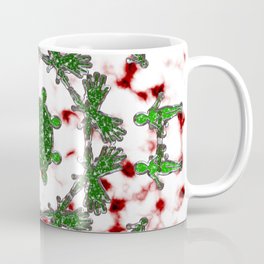 Green Red and Silver Alien Mandala Pattern Coffee Mug