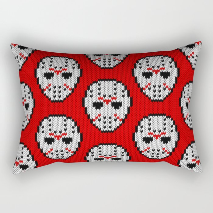 Knitted Jason hockey mask pattern Rectangular Pillow