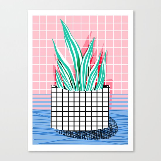 Glam - pop art memphis neon house plants throwback retro 80s style cool brooklyn style minimalism Canvas Print