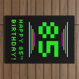 [ Thumbnail: 85th Birthday - Nerdy Geeky Pixelated 8-Bit Computing Graphics Inspired Look Outdoor Rug ]