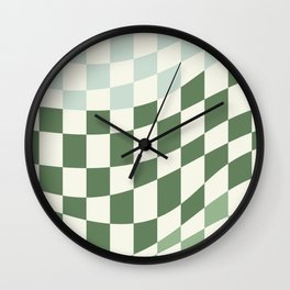 Sage green shades warp checked Wall Clock