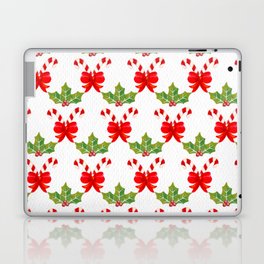 Christmas Pattern Watercolor Candy Bow Mistletoe Laptop Skin