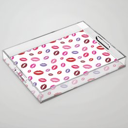 Lipstick kisses on white background. Digital Illustration background Acrylic Tray