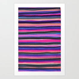 Colorful horizontal stripes brush strokes Art Print